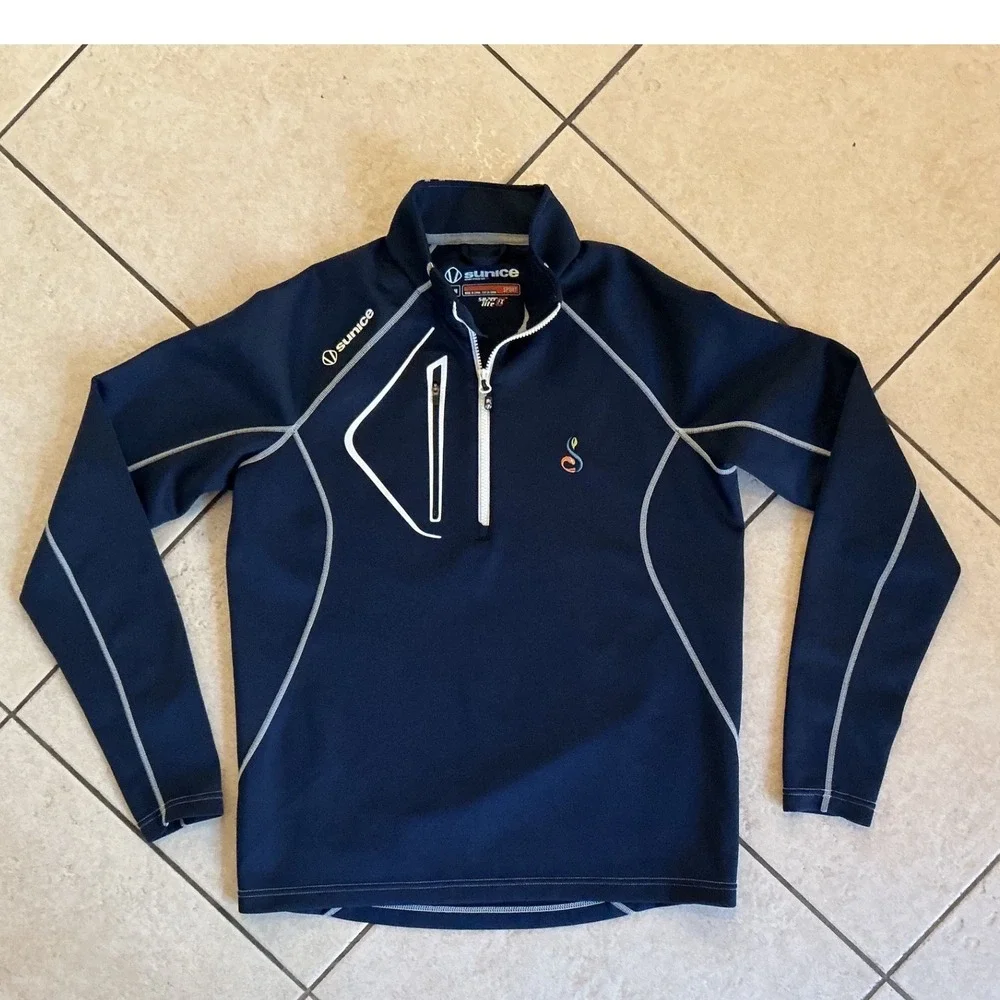 Sunice Superlite FX Quarter Zip Mens Medium Navy‎ Blue Excellent Sport Pullover